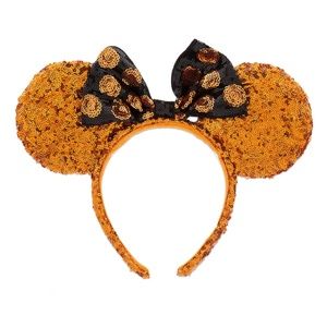 Disney Parks Orange & Black Sequins Adult Ears-NIP